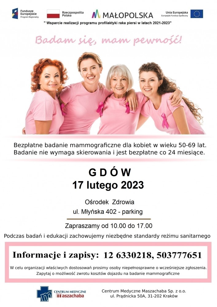 17 LUTEGO 2023 bezpłatne badania mammograficzne 