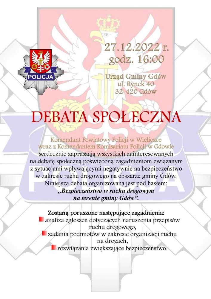 Zaproszenie na debatę społeczną dot.bezpieczeństwa w ruchu drogowym