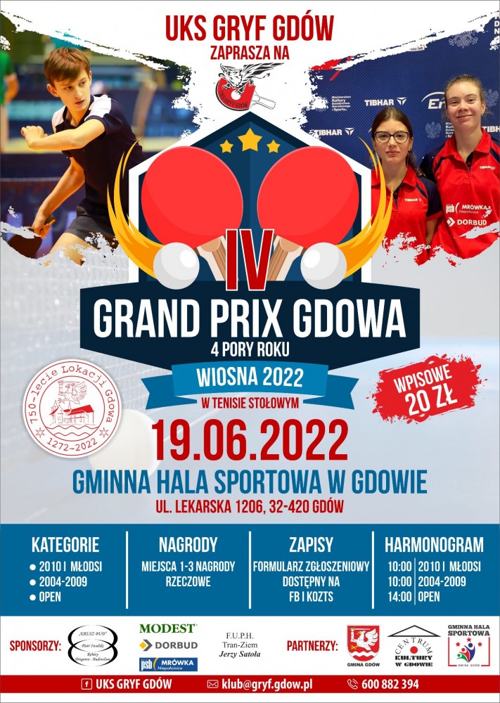 IV GRAND PRIX GDOWA w tenisie stołowym