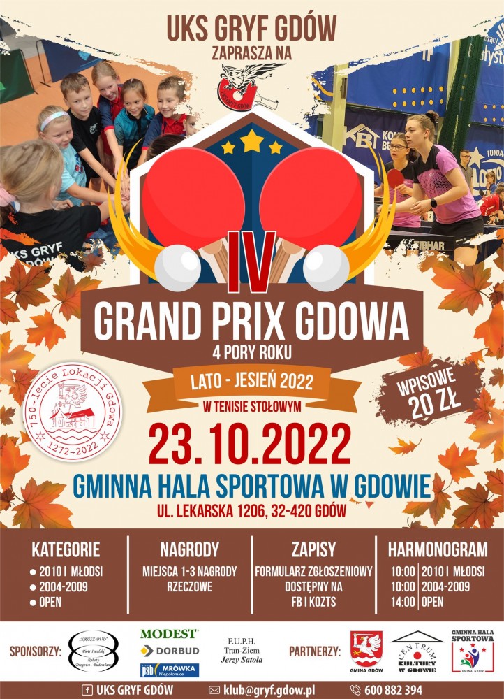 GRAND PRIX GDOWA w tenisie stołowym