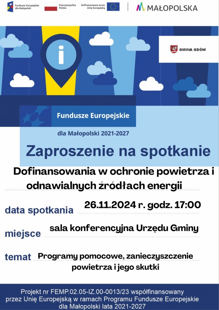 Zaproszenie na spotkanie o OZE i dofinasowaniach 